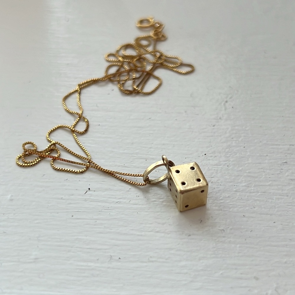 Vintage 14K Yellow Gold 3D Dice Charm (Charm Only!)